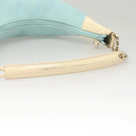 GUCCI GG Canvas Shoulder Bag Light Blue Gold - Picture 7 of 16